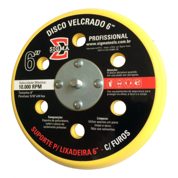 DISCO VELCRADO 6'' C/ FUROS SIGMA